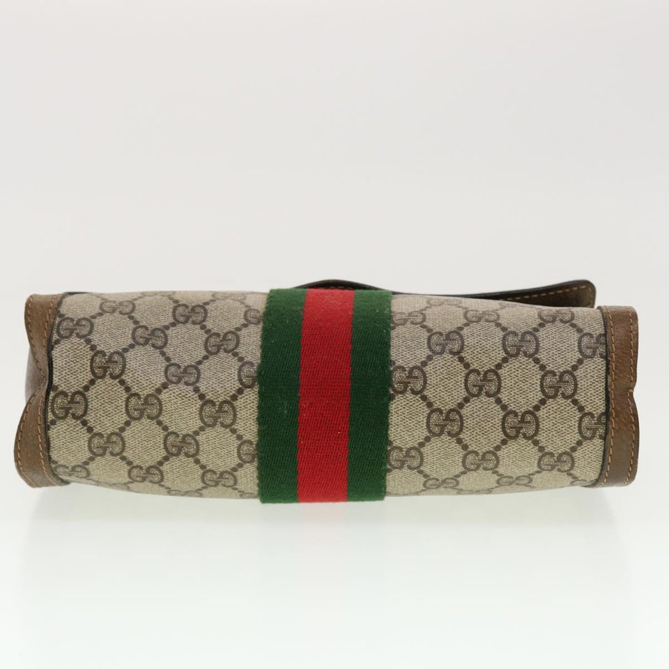 Gucci GG Canvas Web Sherry Line Clutch Bag Beige Red 41014308725 40097