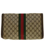 Gucci GG Canvas Web Sherry Line Clutch Bag Beige Red 41.014.3087.30 40343
