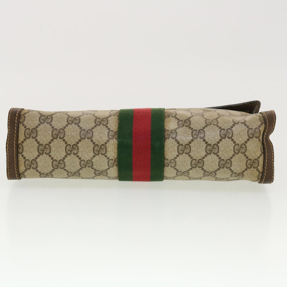 Gucci GG Canvas Web Sherry Line Clutch Bag Beige Red 41.014.3087.30 40343