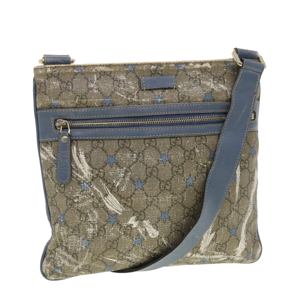 Gucci GG Implementation Shoulder Bag PVC Leather Beige Blue 295257 40344