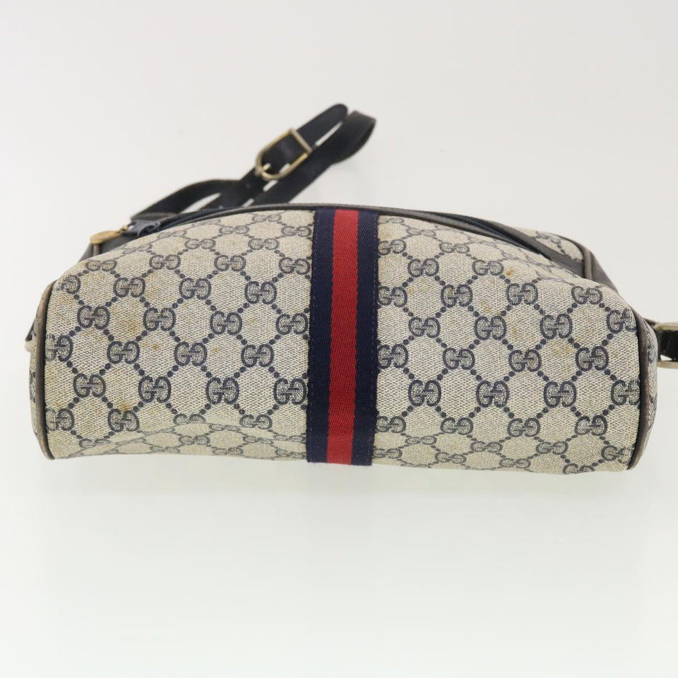 Gucci GG Canvas Sherry Line Shoulder Bag PVC Leather Gray Red Navy 40345