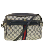 Gucci GG Canvas Sherry Line Shoulder Bag PVC Leather Gray Red Navy 40345