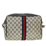 Gucci GG Canvas Sherry Line Shoulder Bag PVC Leather Gray Red Navy 40345