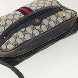 Gucci GG Canvas Sherry Line Shoulder Bag PVC Leather Gray Red Navy 40345