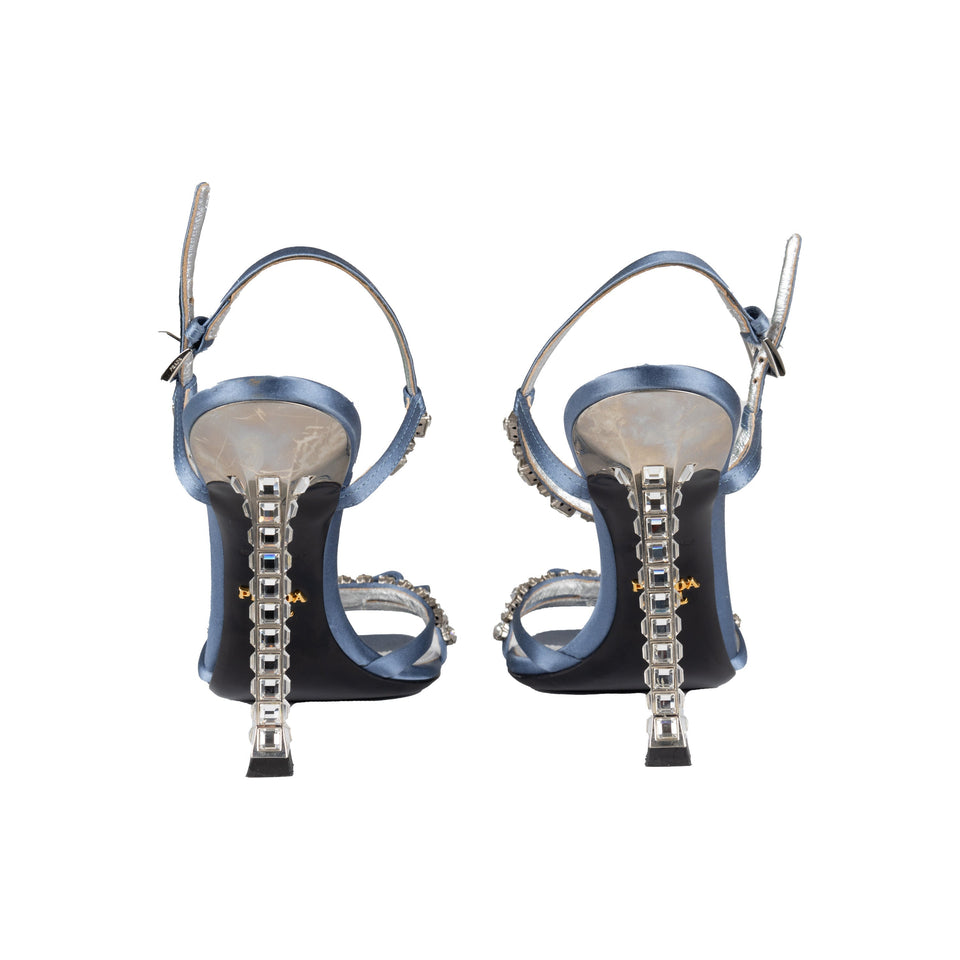 Women's Prada Crystal-Embellished Satin Sandals - '10s