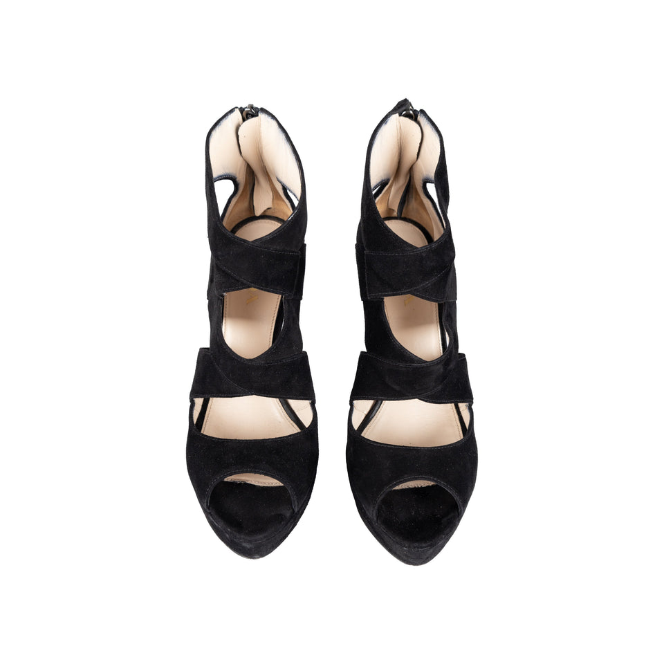 Women's Prada Suede Cut Out Open-toe Heels - '10s
