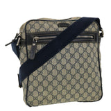 Gucci GG Canvas Shoulder Bag PVC Leather Navy Beige 201448 40369