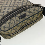 Gucci GG Canvas Shoulder Bag PVC Leather Navy Beige 201448 40369