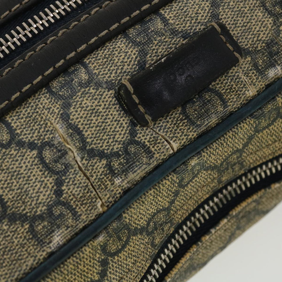 Gucci GG Canvas Shoulder Bag PVC Leather Navy Beige 201448 40369