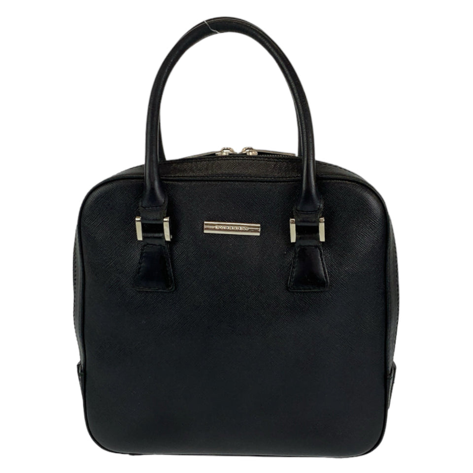 Burberry Handbag leather Black SilverMetal Handbag Tote Bag Medium Check Pattern Women