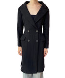 Prada Black Shetland Wool Double Breasted Coat - 42 / US 6