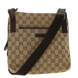 Gucci GG Canvas Shoulder Bag Beige Dark Brown 122793 40529