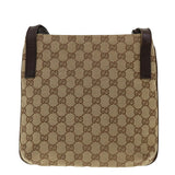 Gucci GG Canvas Shoulder Bag Beige Dark Brown 122793 40529