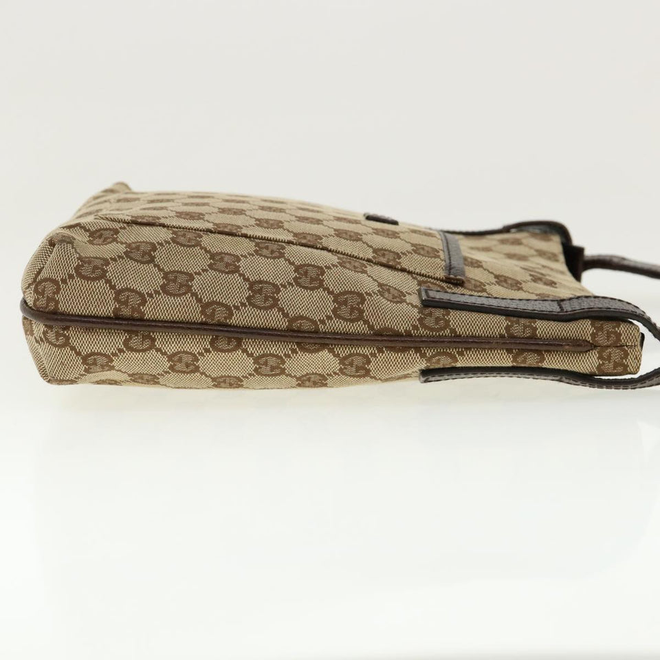 Gucci GG Canvas Shoulder Bag Beige Dark Brown 122793 40529