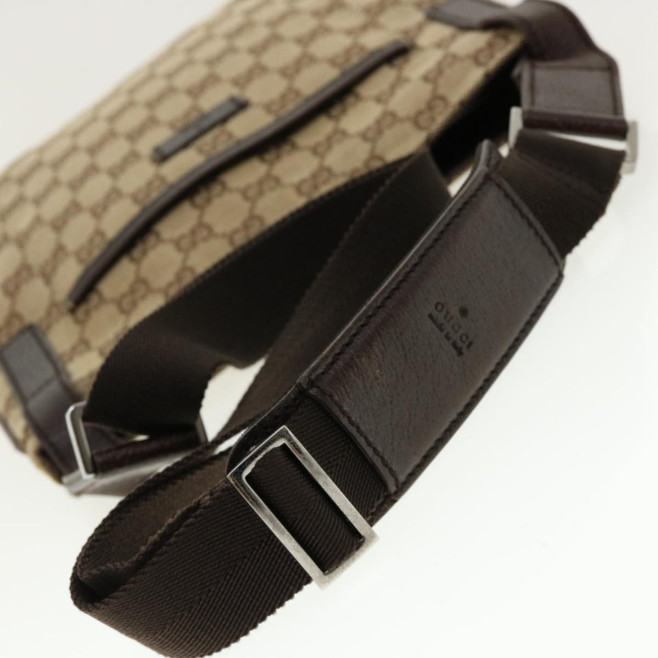 Gucci GG Canvas Shoulder Bag Beige Dark Brown 122793 40529
