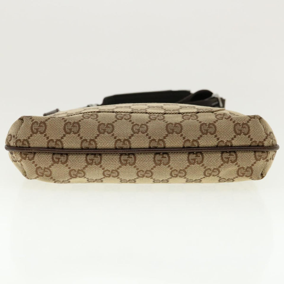 Gucci GG Canvas Shoulder Bag Beige Dark Brown 122793 40529