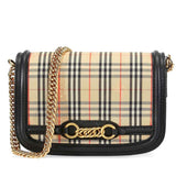 Burberry House Check Canvas Small Chain Link Shoulder Bag