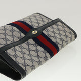 Gucci GG Canvas Sherry Line Clutch Bag Gray Navy Red 89.01.007 40956