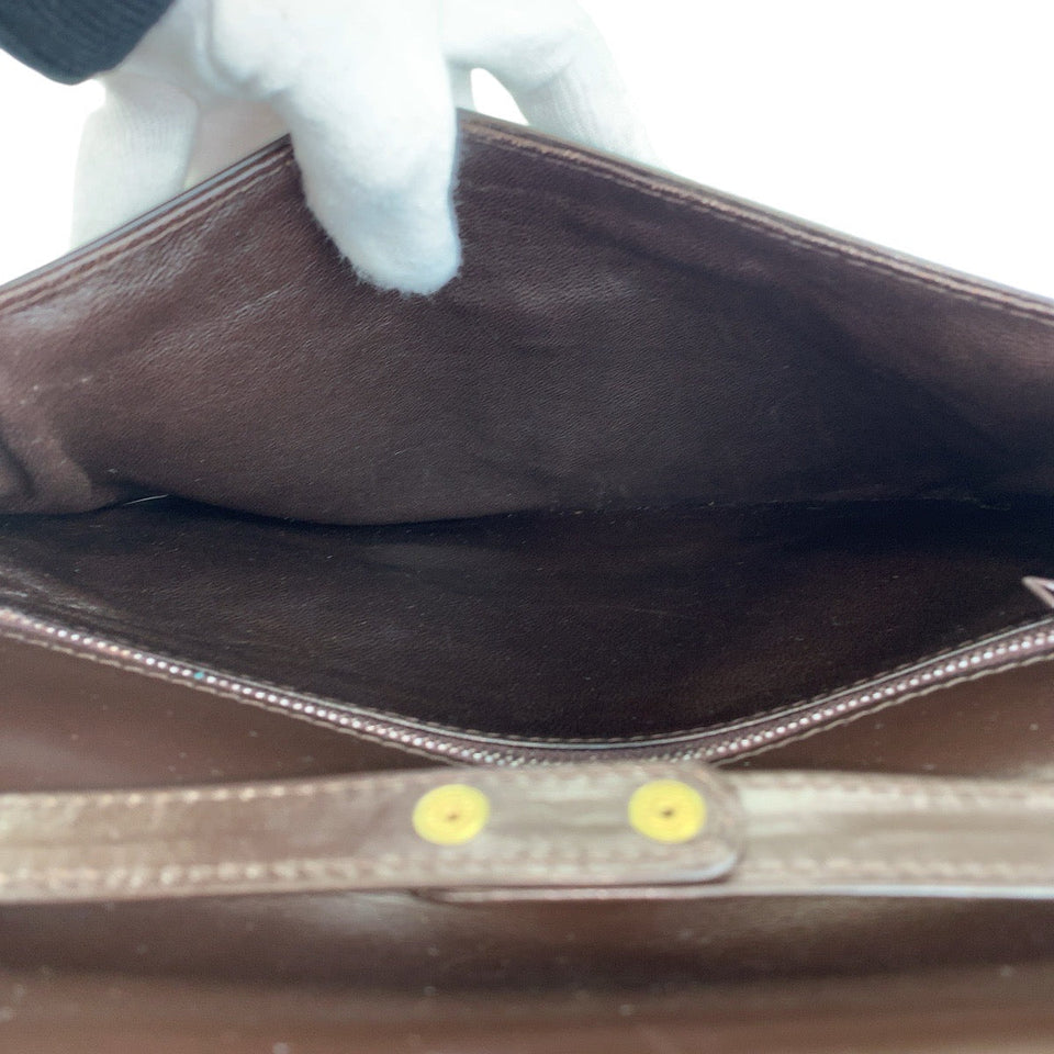 Gucci Shoulder Bag leather Brown Gold Metal