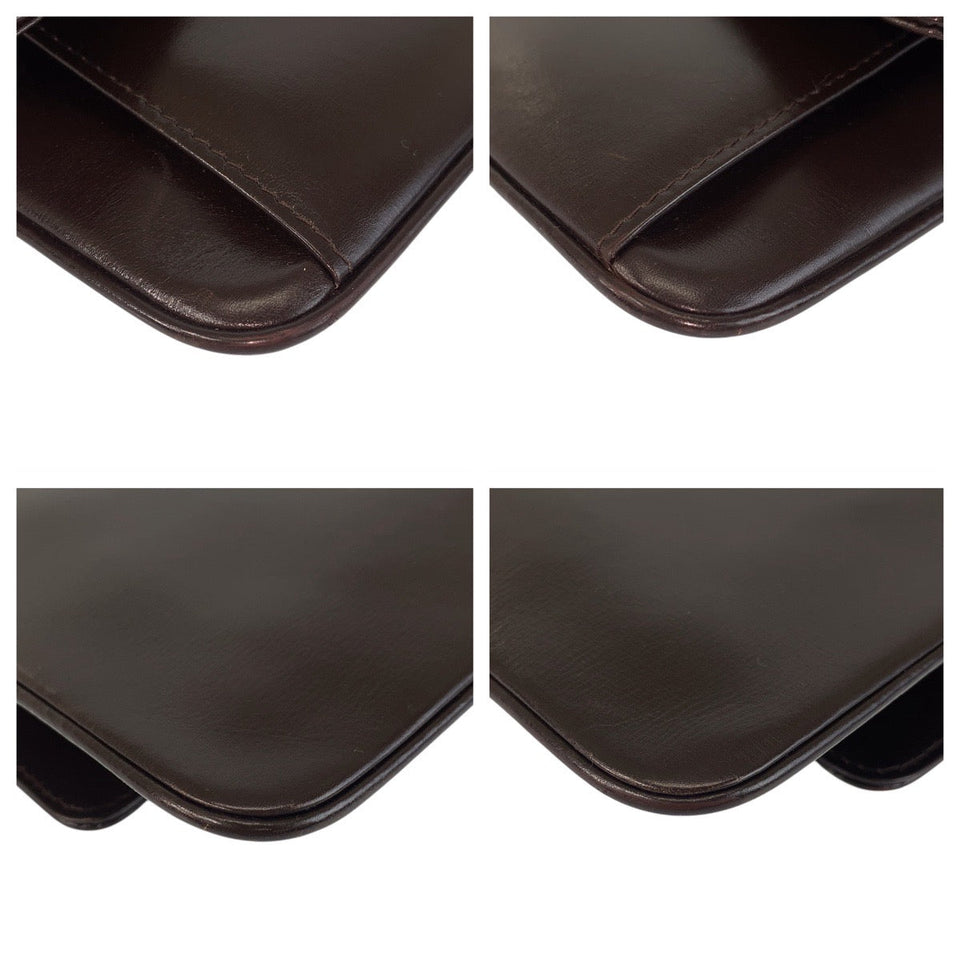 Gucci Shoulder Bag leather Brown Gold Metal