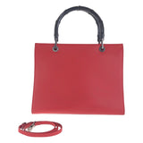 Gucci Tote Bag 012 1016 leather Red black Bamboo