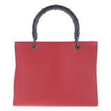 Gucci Tote Bag 012 1016 leather Red black Bamboo
