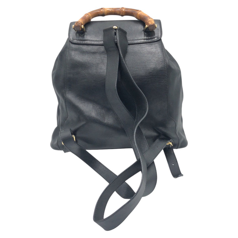 Gucci Backpack 003 1998 0016 leather Black black Backpack Unisex Bamboo Women