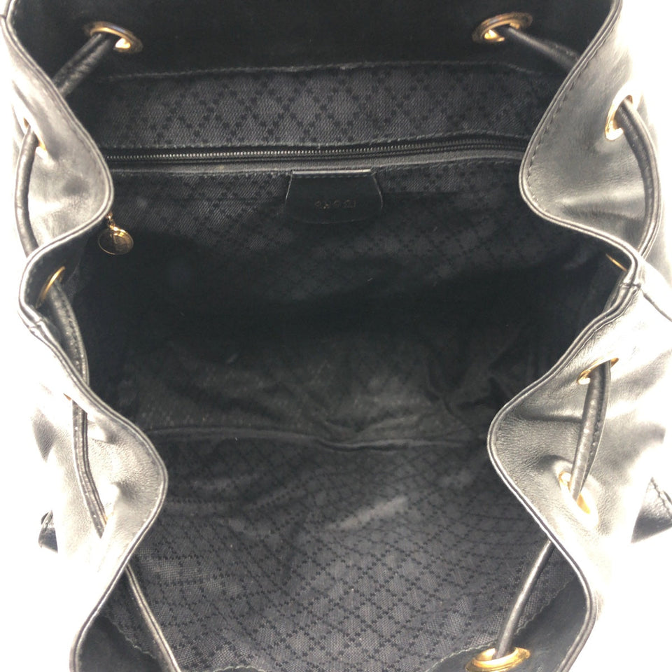 Gucci Backpack 003 1998 0016 leather Black black Backpack Unisex Bamboo Women
