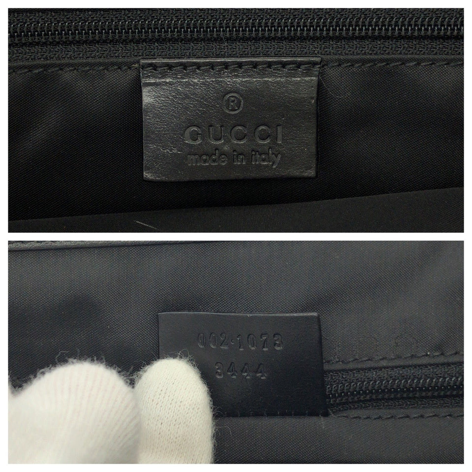 Gucci Tote Bag 002 1073 GG canvas Black SilverMetal Jackie