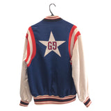 Gucci Stajan 575315 ZABZR Acetate , Rayon , Polyester Navy White Red SilverMetal Stadium jumper GG mens 44