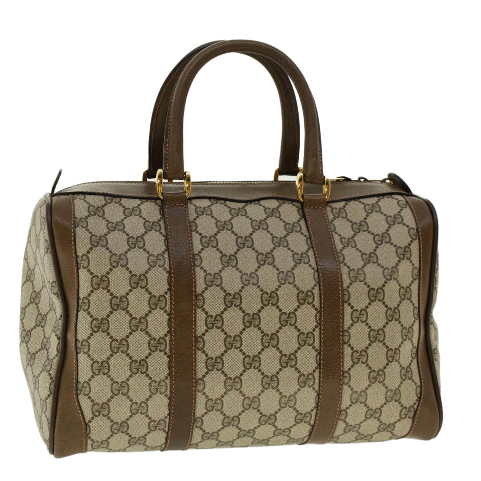 Gucci GG Canvas Hand Bag PVC Leather Beige 41256