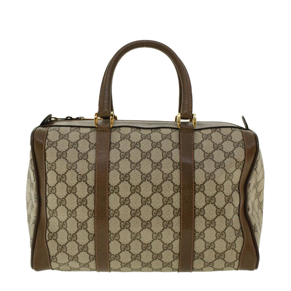 Gucci GG Canvas Hand Bag PVC Leather Beige 41256
