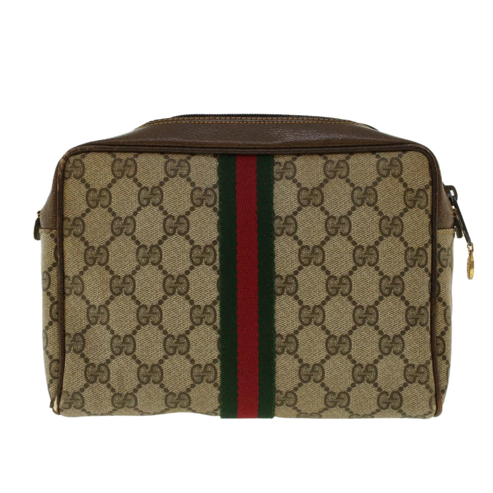 Gucci GG Canvas Web Sherry Line Clutch Bag Beige Red Green 010.378. 41257