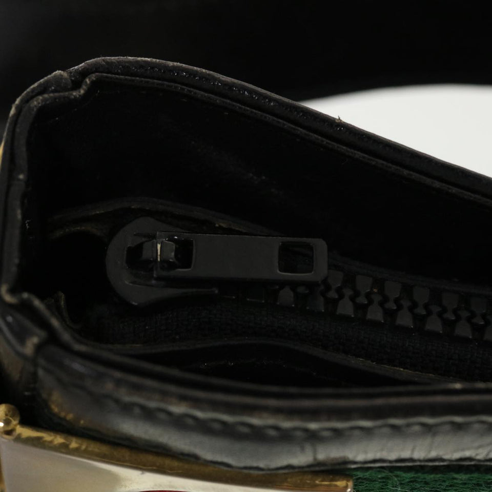 Gucci Web Sherry Line Shoulder Bag Leather Black Red Green 41258