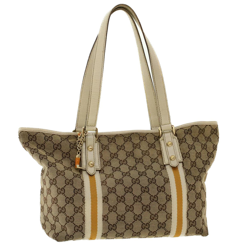 Gucci GG Canvas Sherry Line Tote Bag Beige Yellow 137396 41322