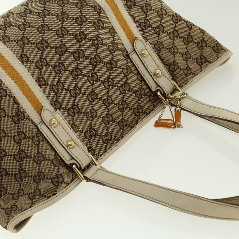 Gucci GG Canvas Sherry Line Tote Bag Beige Yellow 137396 41322