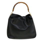 Gucci Bamboo Hand Bag Leather 2way Black 1998 41333