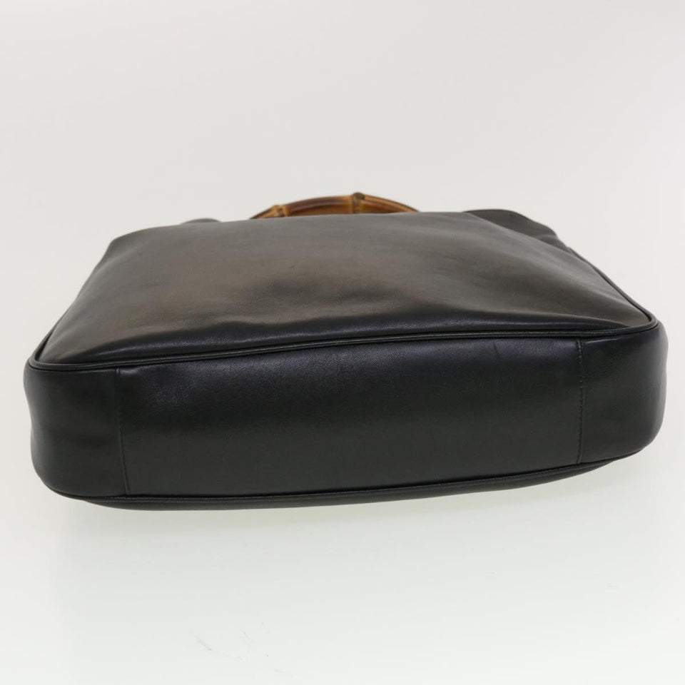 Gucci Bamboo Hand Bag Leather 2way Black 1998 41333
