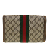 Gucci GG Canvas Web Sherry Line Clutch Bag Beige Red 67.014.3087 41341