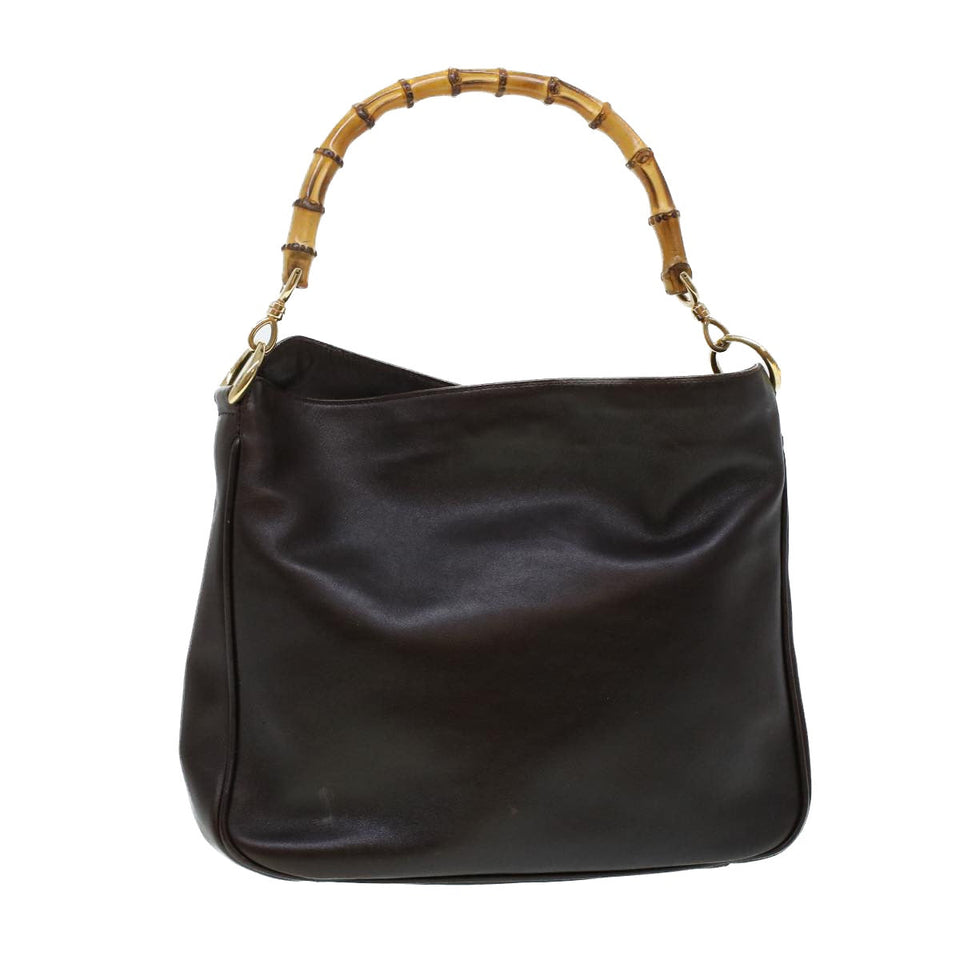 Gucci Bamboo Hand Bag Leather Brown 0011638 41342