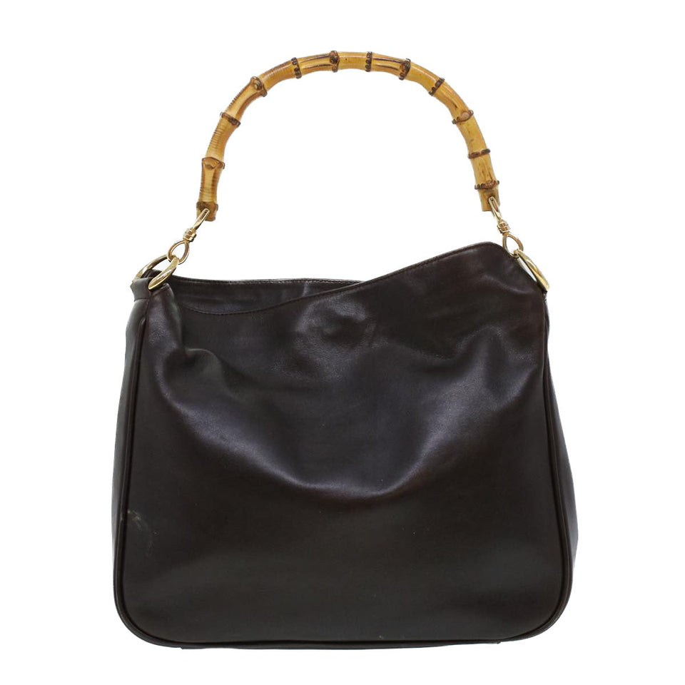 Gucci Bamboo Hand Bag Leather Brown 0011638 41342