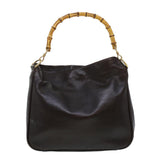 Gucci Bamboo Hand Bag Leather Brown 0011638 41342