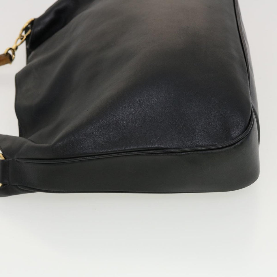 Gucci Bamboo Hand Bag Leather 2way Black 0011577 41343