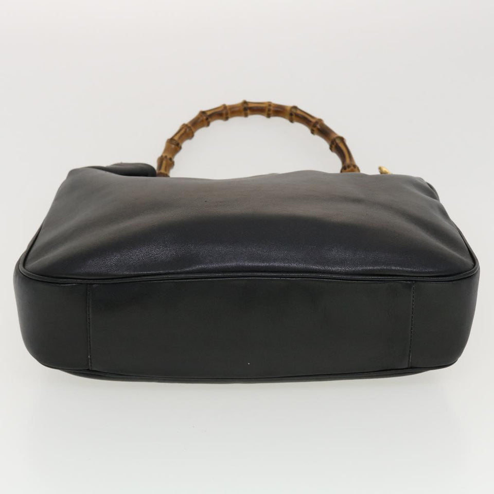 Gucci Bamboo Hand Bag Leather 2way Black 0011577 41343