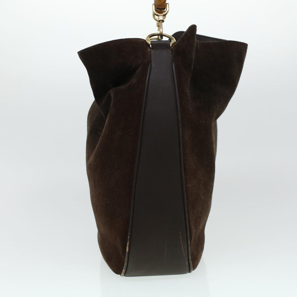 Gucci Bamboo Hand Bag Suede 2way Brown 001.3444.1577 41364