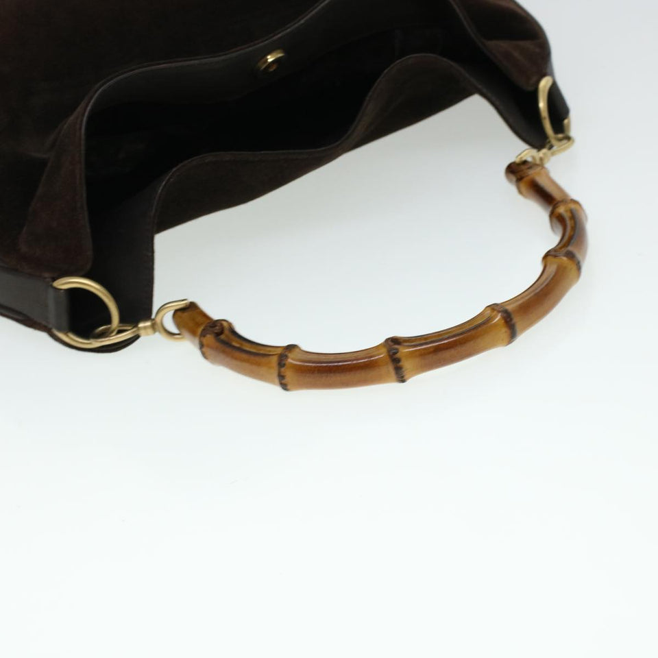 Gucci Bamboo Hand Bag Suede 2way Brown 001.3444.1577 41364