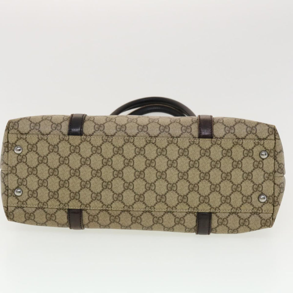 Gucci GG Canvas Tote Bag PVC Leather Beige 114595 41370