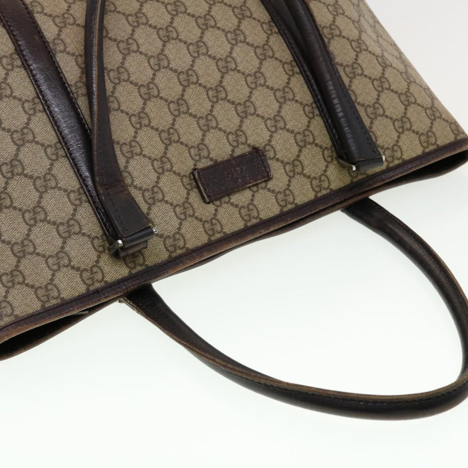 Gucci GG Canvas Tote Bag PVC Leather Beige 114595 41370