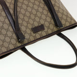 Gucci GG Canvas Tote Bag PVC Leather Beige 114595 41370