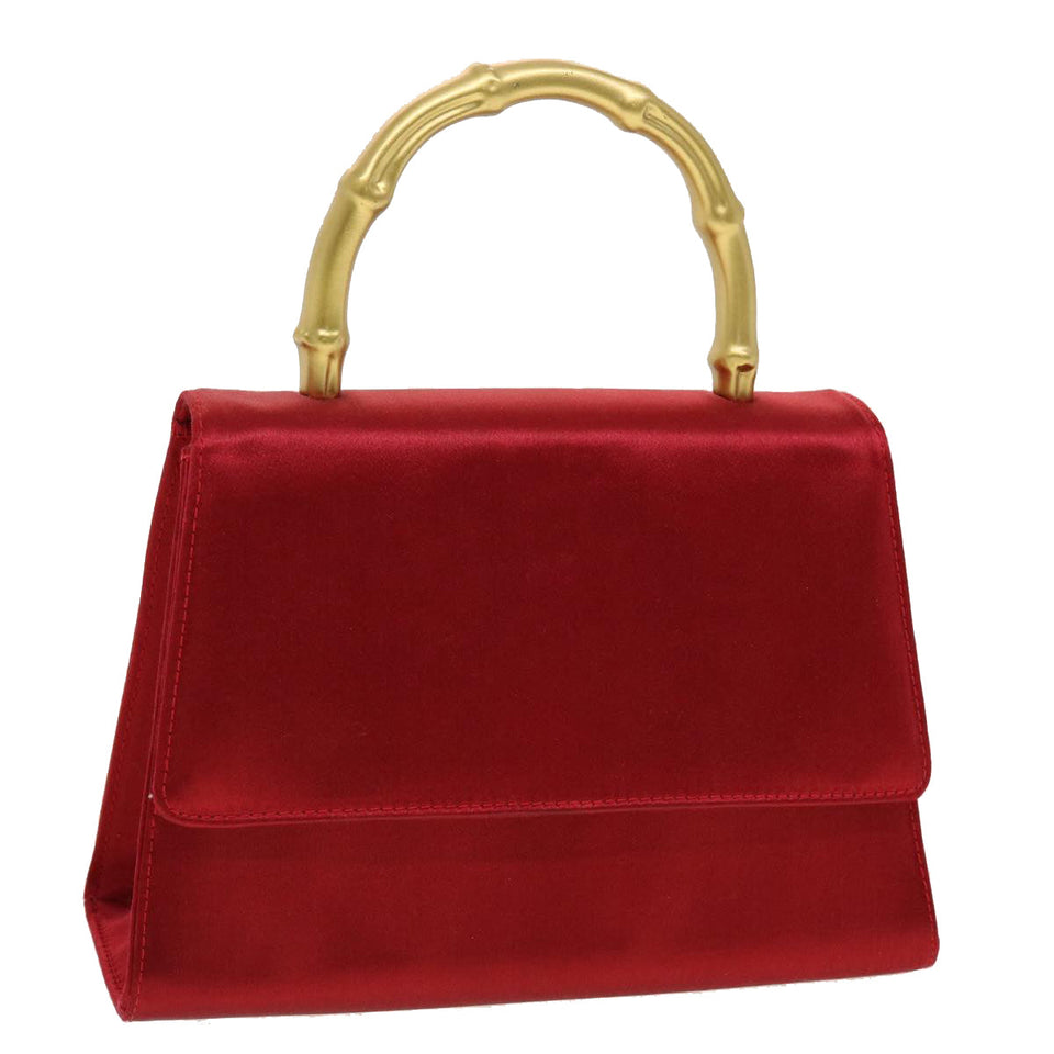 Gucci Bamboo Hand Bag Satin Red 005 781 0265 41378